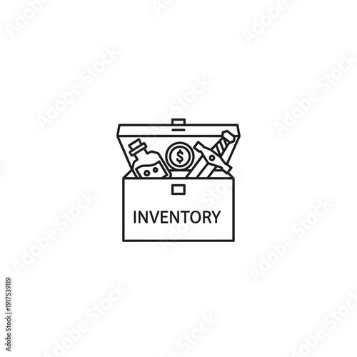 Inventory Management Concept Illustration with Stock Items and Tools