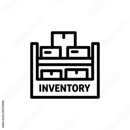 Inventory Shelf Icon in Minimalist Line Art Style for Warehouse Management