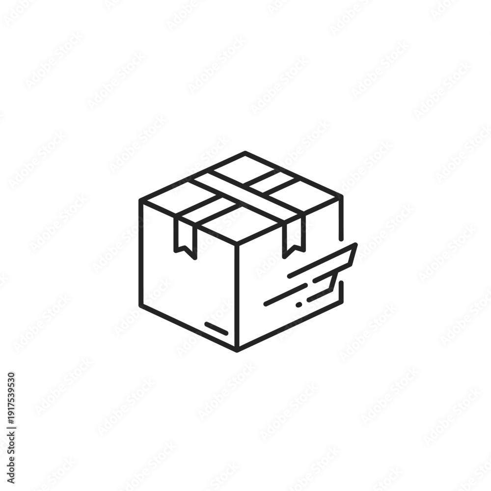 Obraz premium Minimalist Black and White Hand-Drawn Illustration of a Cardboard Box