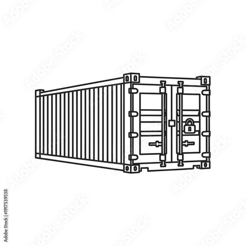Industrial Shipping Container with Locked Double Doors and Metal Frame Structure