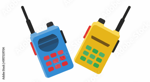 Cartoon Portable Radio Transistor for Security Guard and Kids Communication Vector