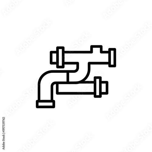 Minimalist Black and White Line Art of a Faucet Tap for Plumbing or Home Maintenance Concept