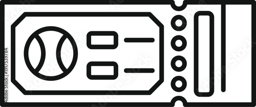 Baseball game ticket providing admission to a sporting event, drawn in line art style