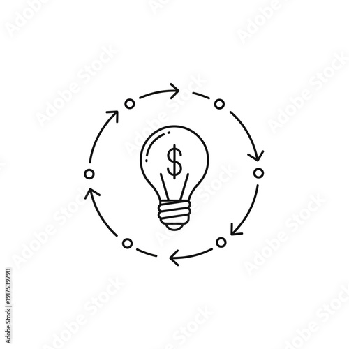 Innovative Business Concept Illustration Featuring Light Bulb and Dollar Sign for Financial Ideas