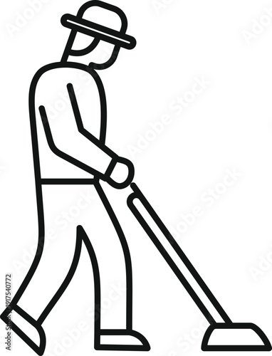 Person pushing a vacuum cleaner, representing housework or professional cleaning tasks