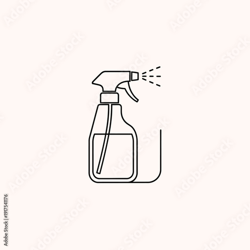 Minimalist Line Art Illustration of a Spray Bottle for Cleaning or Sanitizing