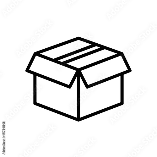 Minimalist Line Art Illustration of an Open Cardboard Shipping Box