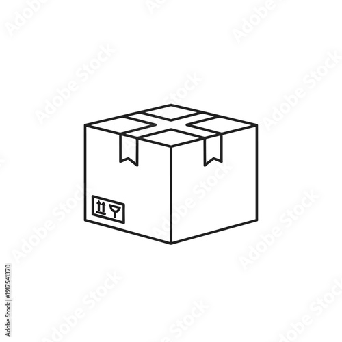 Minimalist Illustration of a Cardboard Moving Box for Packaging or Storage