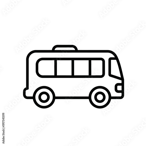 Minimalist Illustration of a Compact City Bus for Transportation and Travel Concepts