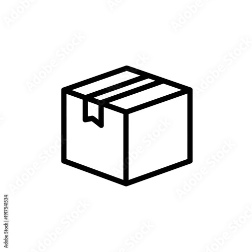 Minimalist Line Art Illustration of a Cardboard Moving Box for Packaging and Shipping Themes