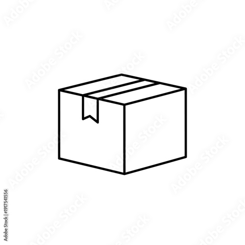 Minimalist Line Art Illustration of a Cardboard Moving Box for Packaging and Shipping