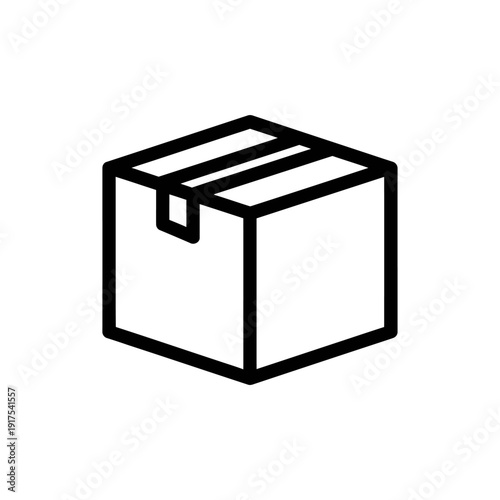 Minimalist Line Art Illustration of a Cardboard Moving Box for Packaging and Storage Solutions