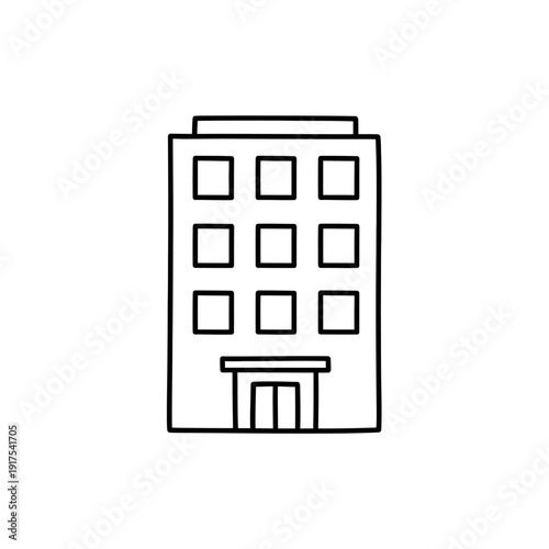 Minimalist Line Drawing of a Classic Multi-Storey Building for Urban Architecture Concepts