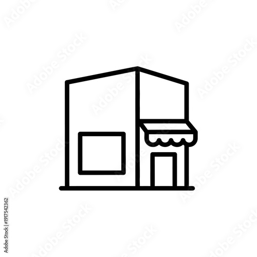 Minimalist Storefront Illustration with Simple Building Outline for Commercial Design