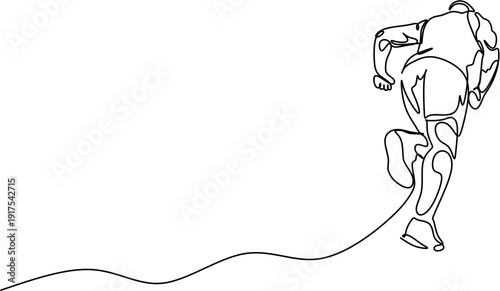 Continuous one line drawing of man running fast.