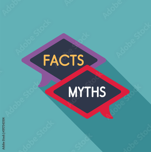 Speech bubbles showing the words facts and myths creating a contrast