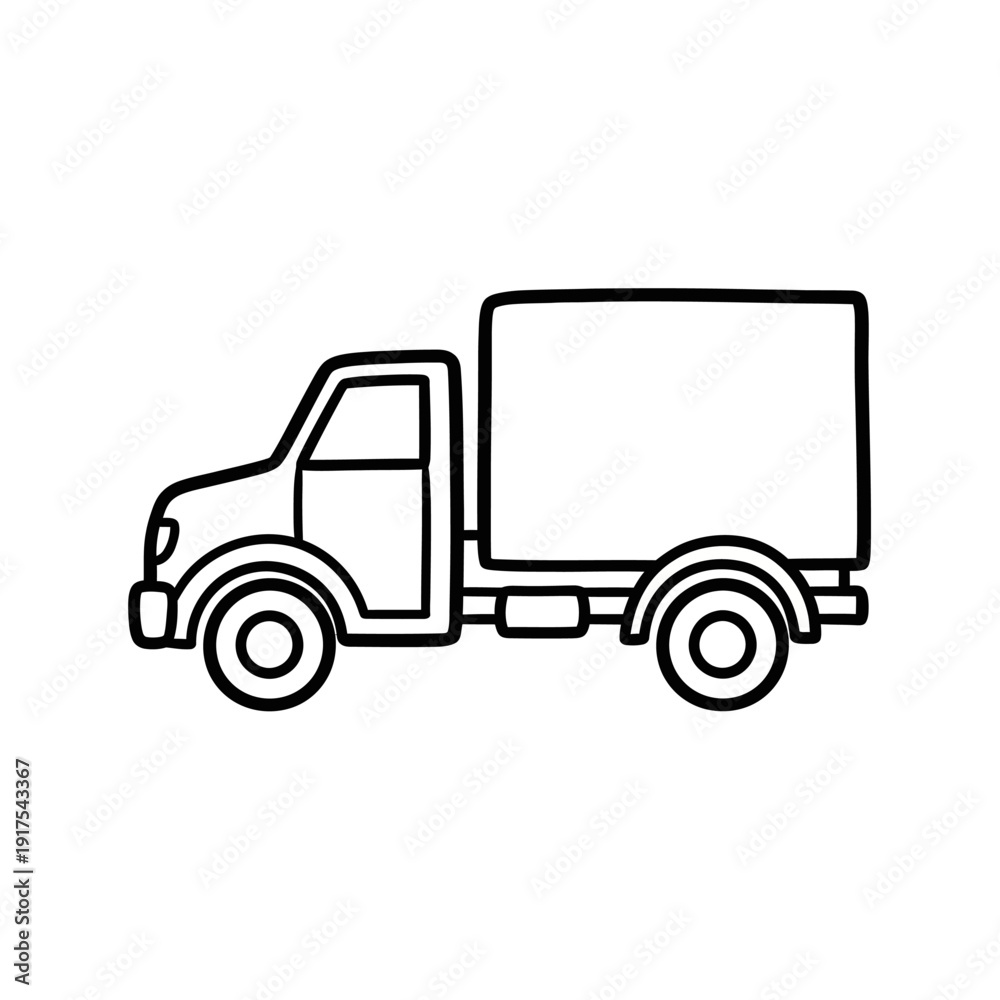 Fototapeta premium Minimalistic Black Line Drawing of a Delivery Truck for Logistics and Transportation Concept