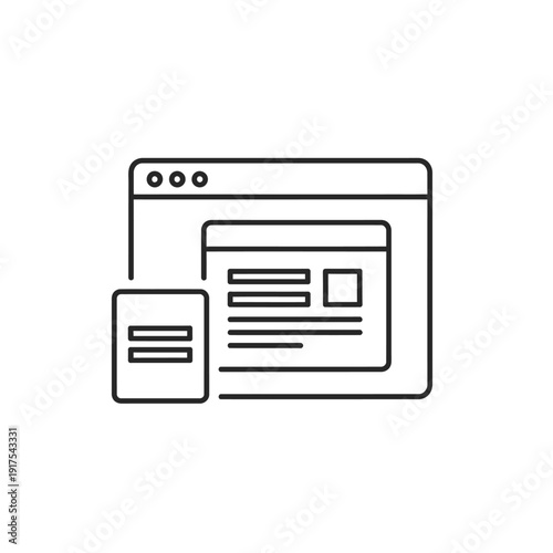 Modern Digital Devices Display with Web Browser and Content Layout Design