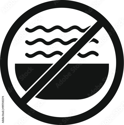 Prohibition symbol showing restriction against heating liquids in container