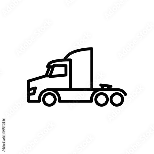 Modern Semi-Truck Illustration with Bold Line Art for Transportation Concept