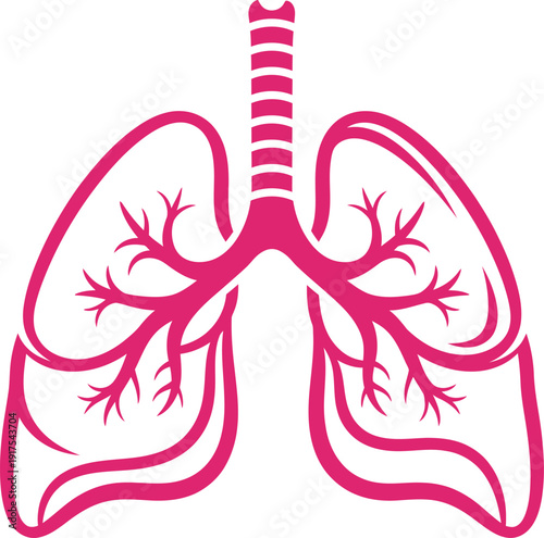 Lungs Icon Vector, One-Color Wave Design, Respiratory Health, Medical Symbol, Abstract, Wellness, Care