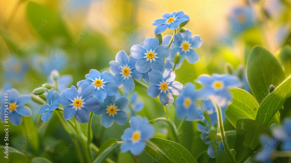 Fototapeta premium Pastel Blue Floral Background with Shallow Depth of Field