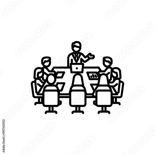Professional Business Meeting Illustration Showing Collaboration and Discussion