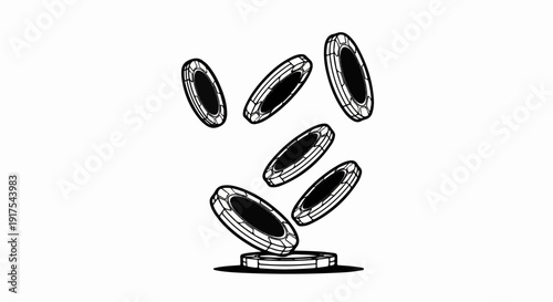 Multiple chips falling, one settled on a pile