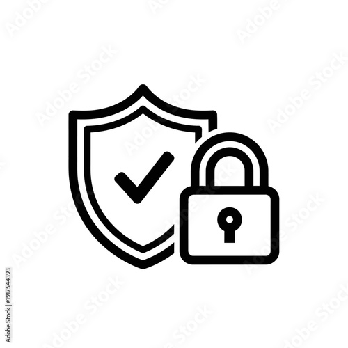 Security and Privacy Lock Shield Icon for Data Protection