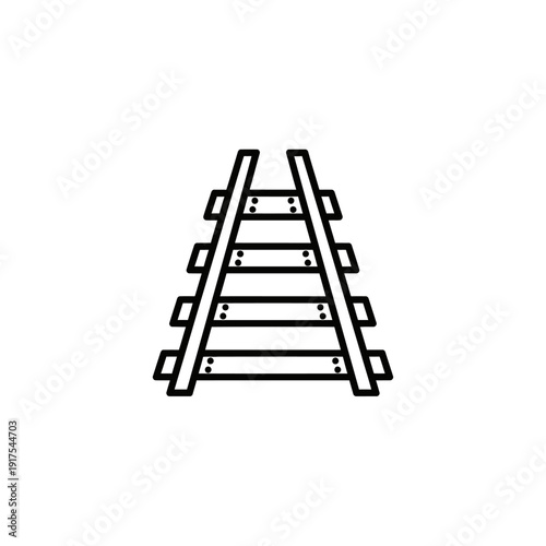 Stylized Black and White Illustration of Railroad Tracks for Transportation and Infrastructure Design