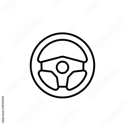 Stylized Car Steering Wheel Icon for Vehicle Control and Transportation Design