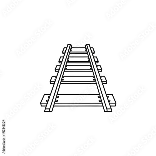 Railway Track Leading Into Distance Under Clear Sky for Transportation and Infrastructure Concept