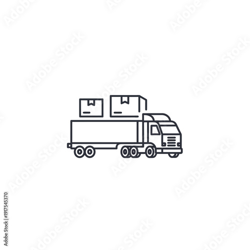 Reliable Freight Delivery Scene Featuring Cargo Truck and Boxes