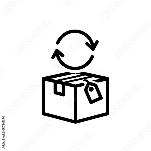 Recycling and Waste Management Concept with Circular Arrows and Cardboard Box