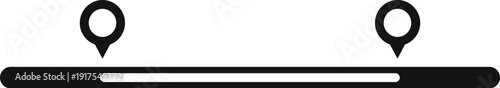 Progress bar icon showing a linear timeline with two map pins marking start and end points