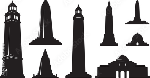Silhouettes of Famous Monuments and Landmarks Around the World