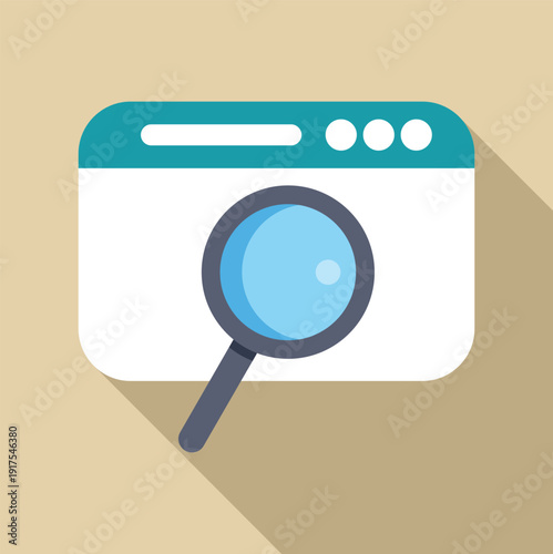 Web browser window displaying a magnifying glass symbolizing online search and internet browsing