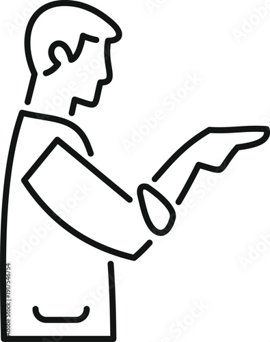 Doctor or scientist male medical professional pointing or gesturing line art icon