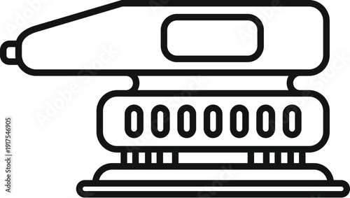Orbital sander power tool icon on a white background, demonstrating carpentry equipment