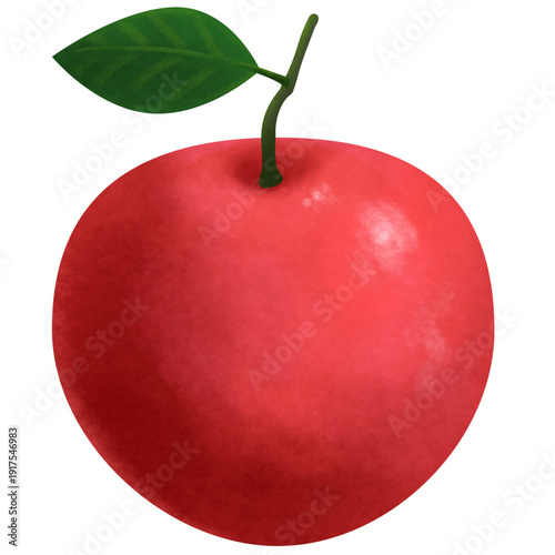 red apple with leaf
