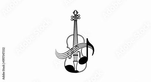 Musical note entwined with a stylized violin silhouette