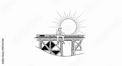 Person sitting on bridge under bright sun