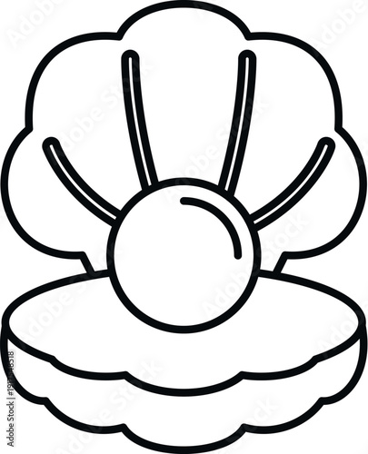 Open oyster shell holding a pearl, indicating marine life and luxury