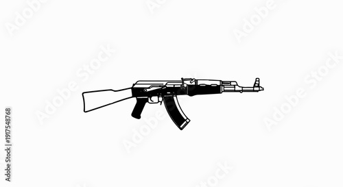 Silhouette of an automatic rifle with a wooden stock