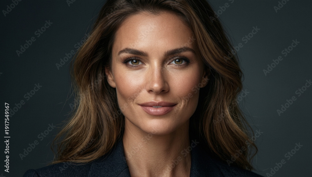 Naklejka premium Zdjęcie modelki, twarz w zbliżeniu, piękna kobieta, super modelka