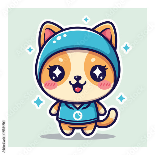Cute cartoon dog wearing doctor outfit with stars