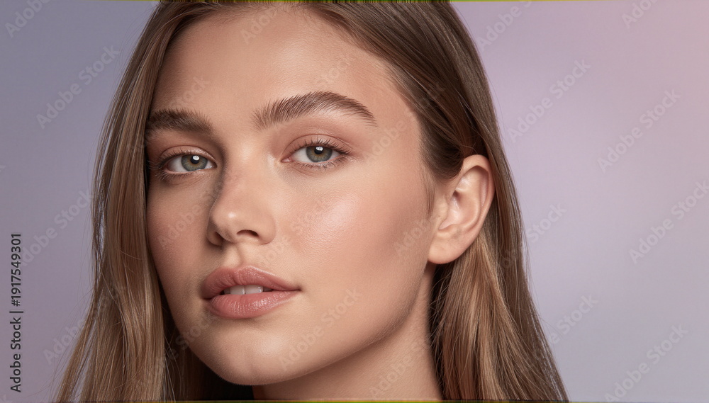 Obraz premium Zdjęcie modelki, twarz w zbliżeniu, piękna kobieta, super modelka