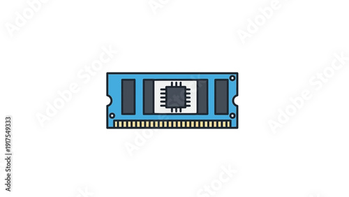 Computer RAM Module with Blue Circuit Board.