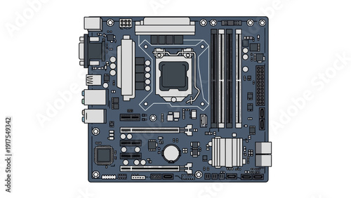 Computer Motherboard Circuit Board Electronic Components.