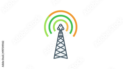 Cell Tower with Signal Waves Emitting.